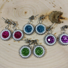 Load image into Gallery viewer, Small Beaded Cab Earrings
